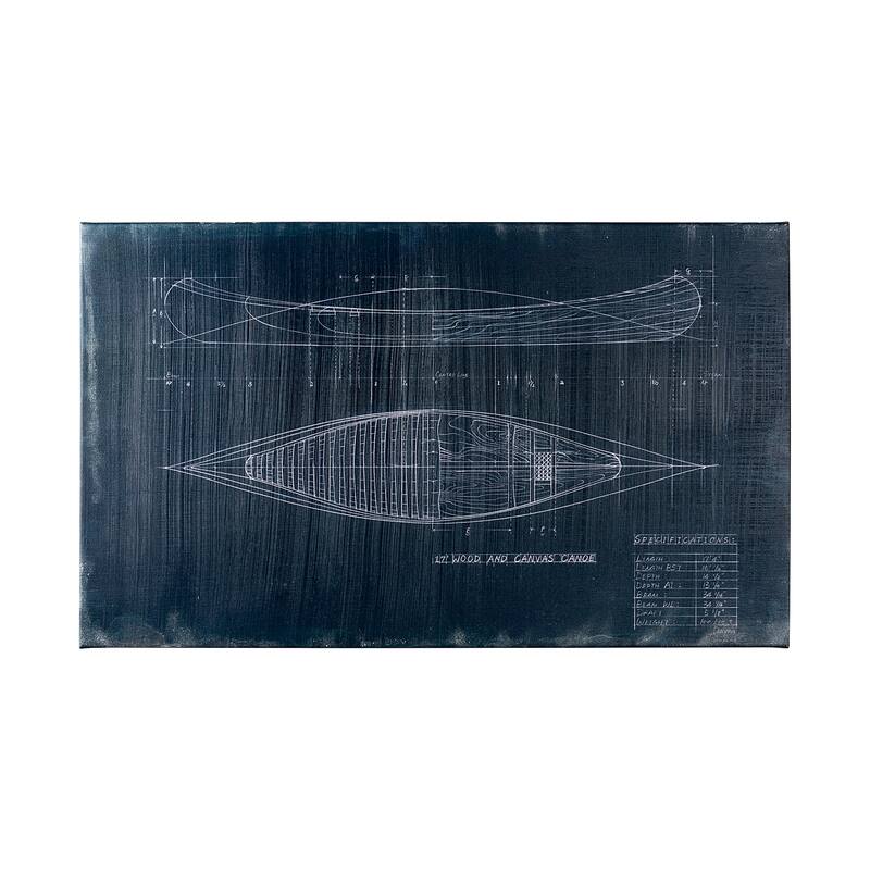Canoe Blueprint (50 x 30) Canvas Art Print - Large