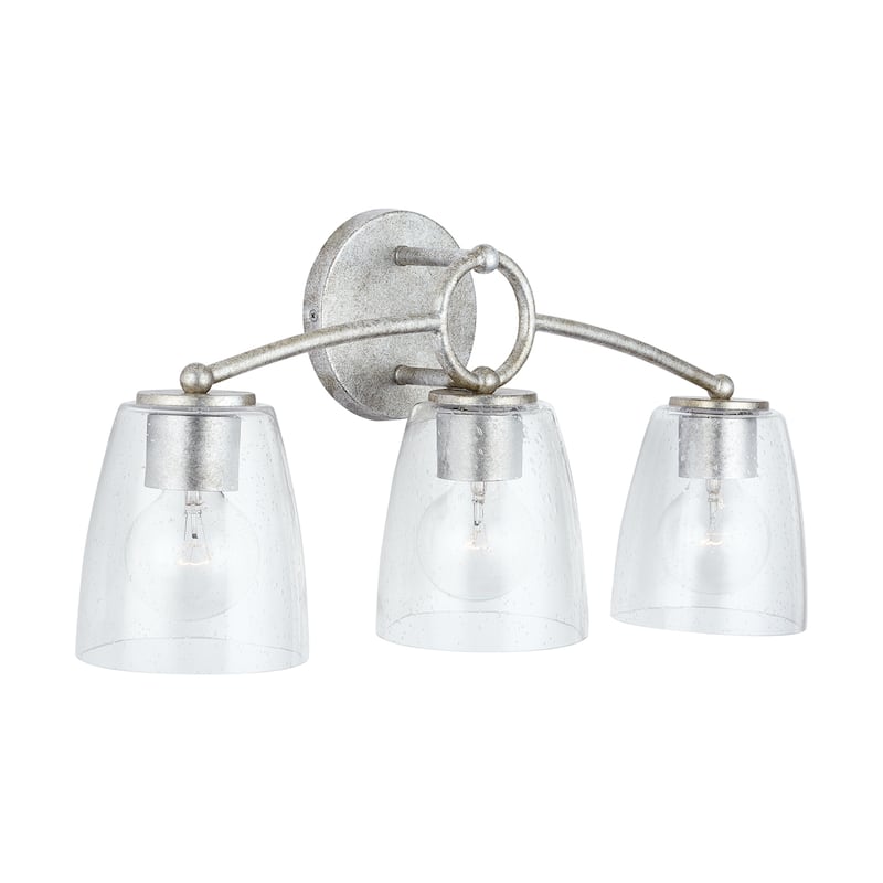Oran 3-light Antique Silver Bath/ Vanity Fixture w/ Clear Seeded Glass