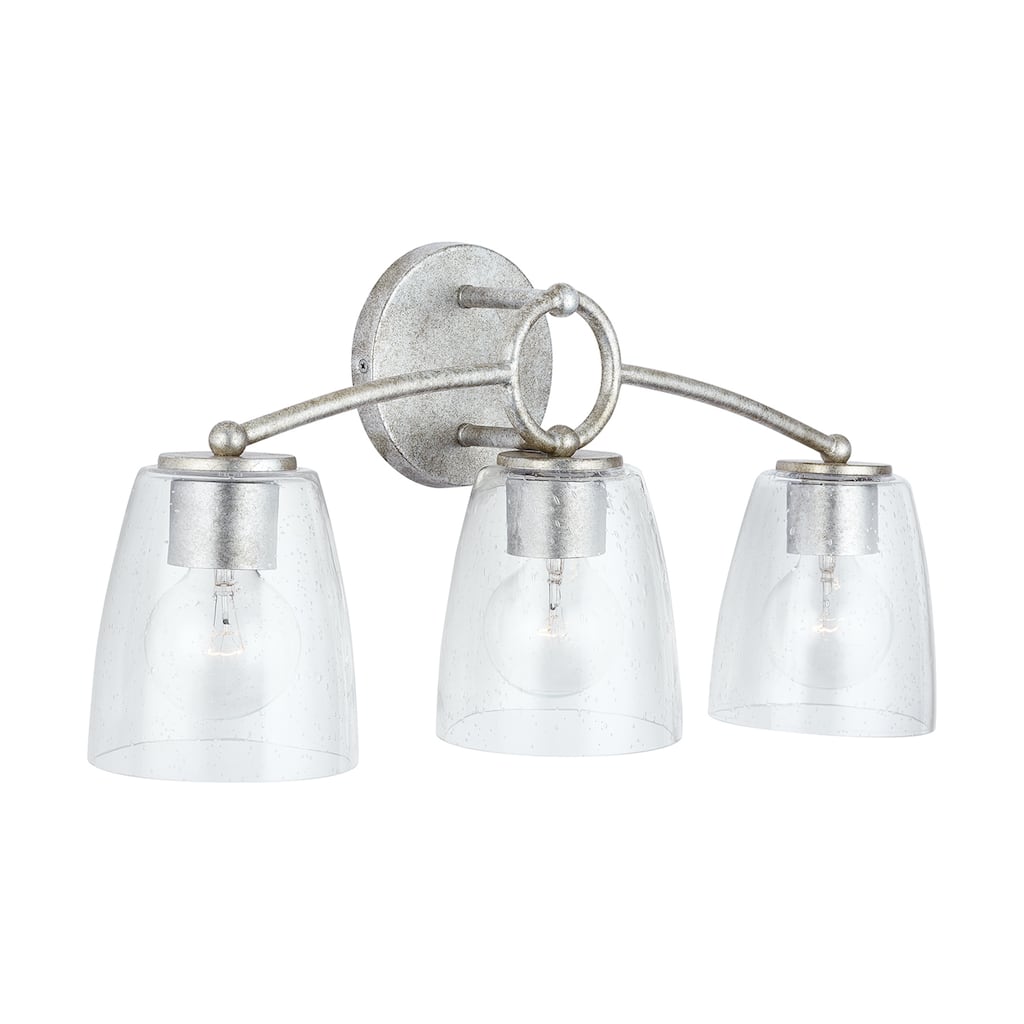 Oran 3-light Antique Silver Bath/ Vanity Fixture w/ Clear Seeded Glass