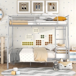 Full XL Over Queen Bunk Bed, Save Space or Split Into 2 Beds, Silver