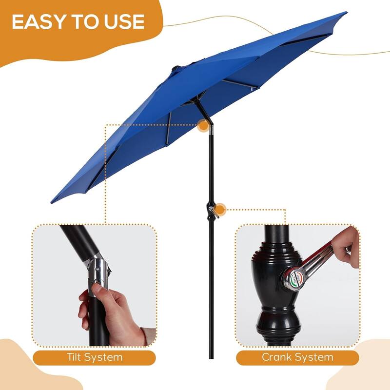 9FT Outdoor Market Patio Umbrella with Push Button Tilt and Crank,Table Umbrella,Swimming Pool Umbrella