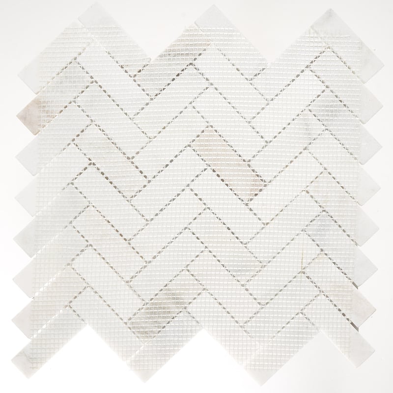 Thassos Marble 1" x 3" Heeringbone Polished Mosaic Tile