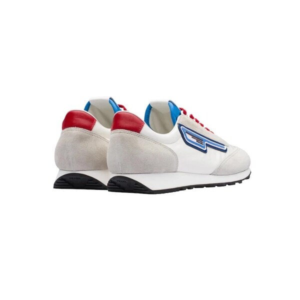 white and grey prada trainers