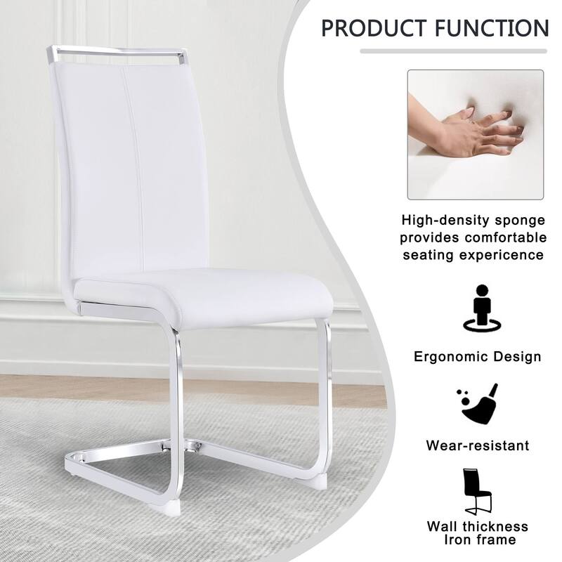 4 Pc Dining Chairs, PU Leather/ Fabric Padded Seat Living Room Chair