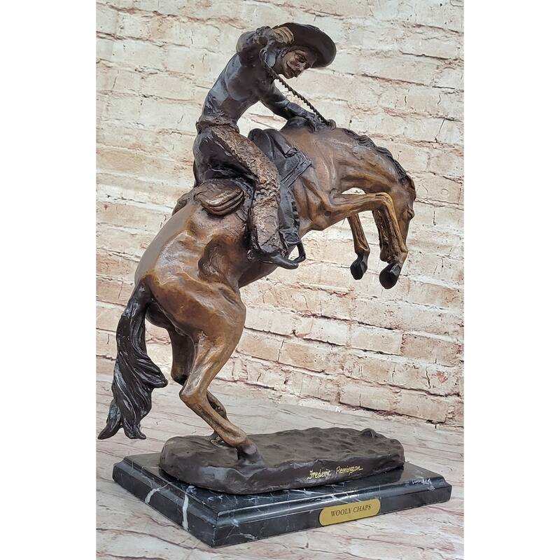 Frederic Remington Wooly Chaps Bronze Sculpture Western Cowboy 16 Inches X 17 Inches