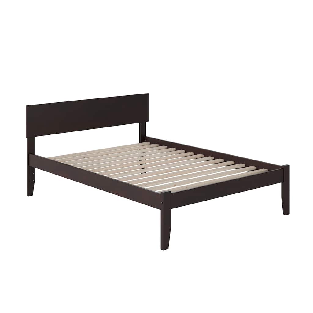 Full Size Platform Bed - Espresso Finish, Modern Design, Low Profile Headboard, Open Footboard