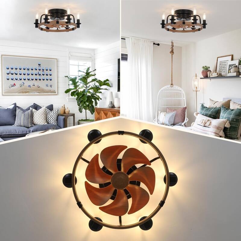 Vintage Ceiling Fan Light with Lighting and Multifunctional Remote Control, 6 Speed Settings for Bedroom and Living Room