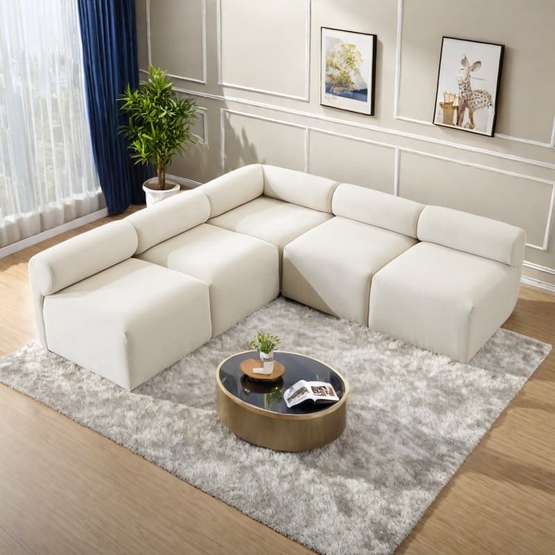 83" Fabric 5-Piece Modular Sectional Sofa with High-Resilience Foam, and Sinuous Spring Support
