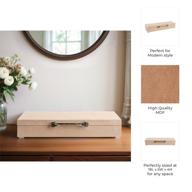 Gemstone Decorative Box with Sculptural Handle and Lid - 18", Tan - 18.0"