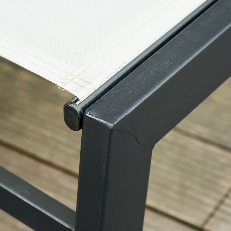 Outdoor Chaise Lounge, 5-Pos Recline, Wheels, Steel Frame, Breathable