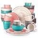 preview thumbnail 2 of 44, vancasso 32-Piece Exquisite Stoneware Dinnerware Set (Service for 8) Beige/Salmon