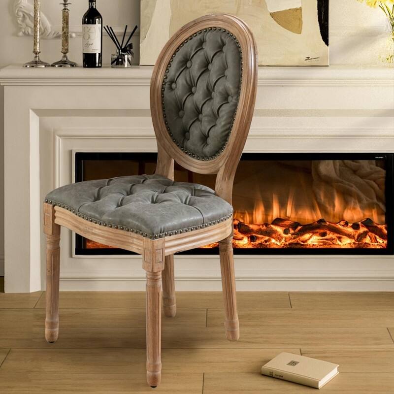 Upholstered French Style Nailhead Dining Chairs(Set of 4)