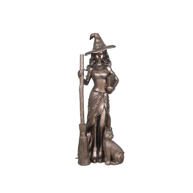 Standing Witch with Cat Outdoor Garden Halloween Statue - 54"
