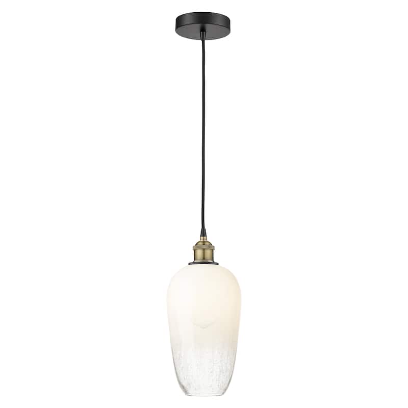 Innovations Lighting Endless Possibilities Edison - Brookhaven Flute - 1 Light 7" Cord Hung Mini Pendant - Black Antique Brass/Opal