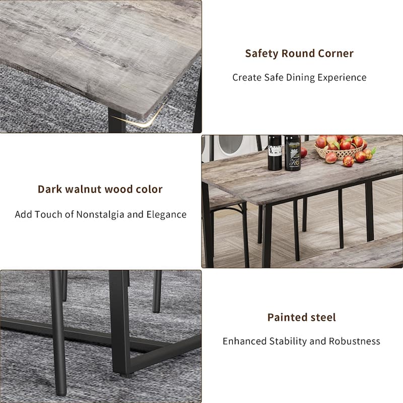 6 Pieces Dining Set,6-Piece Kitchen Table Set,Breakfast Nook