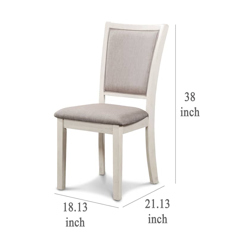 Han Dining Chair Set of 2, Light Brown Fabric, Beige Solid Rubberwood