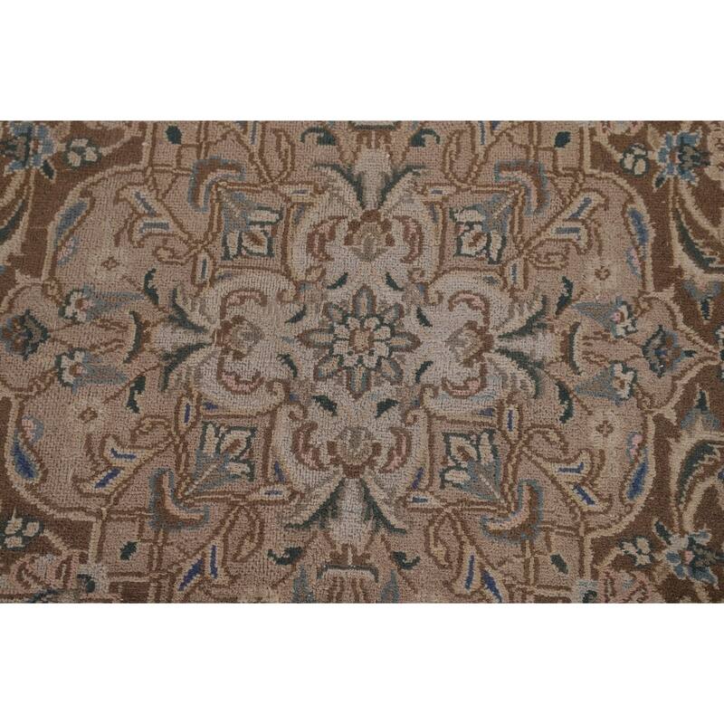Traditional Mashad Persian Vintage Area Rug Handmade Wool Carpet - 9'8"x 12'9"