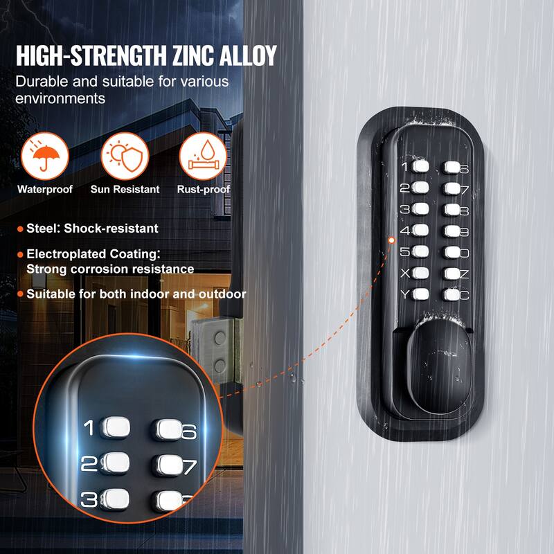 Mechanical Keyless Entry Door Lock Easy to Install, for Yard, Garden, Garage