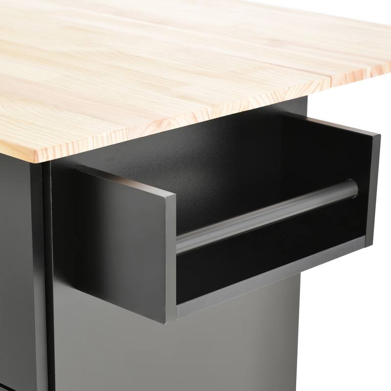 52.7 Inch Width Rolling Mobile Kitchen Island with Locking Wheels