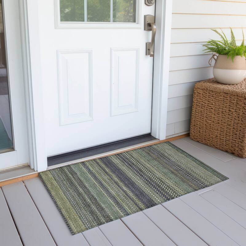 Tax Stripe Weather Resistant Timeless Fusion Outdoor Rug