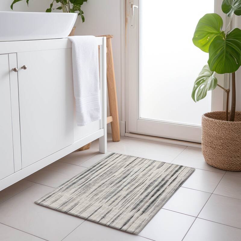 Premium Washable Super Soft Modern Stripes Mayfield Rug - Beige - 1' 8" x 2' 6" - Rectangle