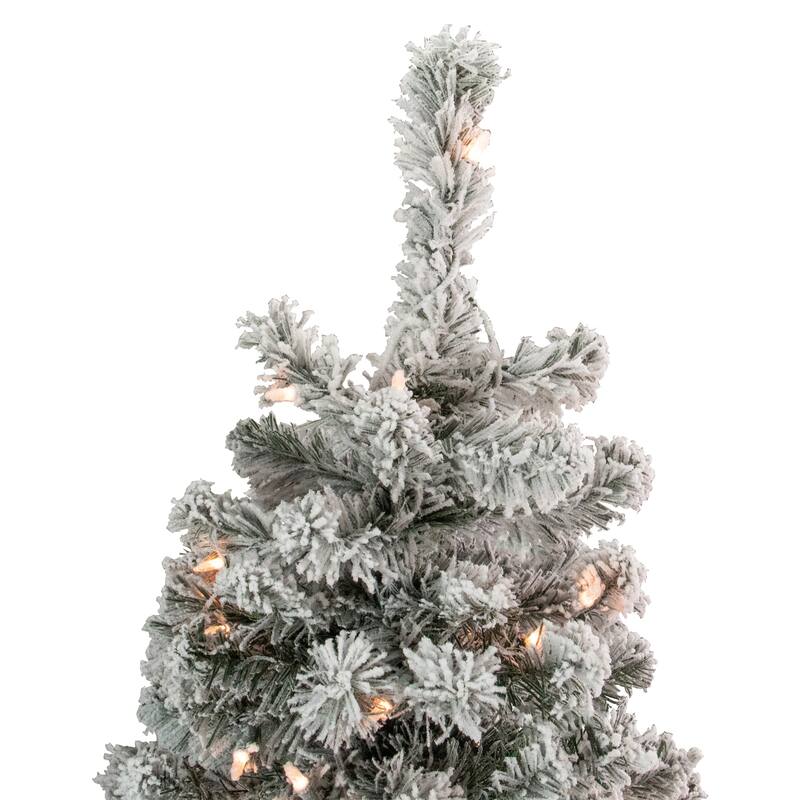 4.5' Flocked Madison Pine Artificial Christmas Tree, Clear Lights - 4.5 Foot