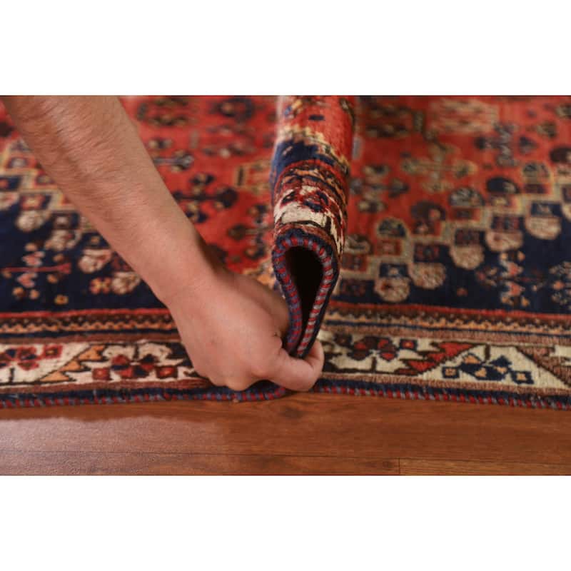 Vegetable Dye Shiraz Persian Vintage Rug Handmade Wool Carpet - 3'6"x 4'6"