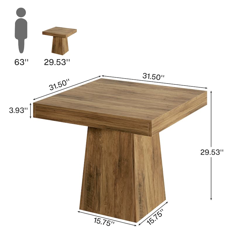 31.5 Inch Square Dining Table, Wood Kitchen Table Small Dinner Table Farmhouse Dining Room Table