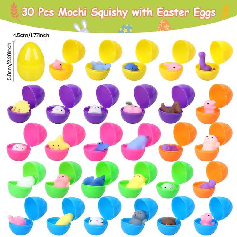 Easter Printed Plastic Eggs Basket Stuffer for Easter Egg Hunt Event, Party Favor Goodie Bags, Scene and Decoration