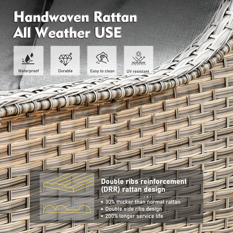 XIZZI Outdoor Wicker Patio Furniture Conversation Set with Fire Table