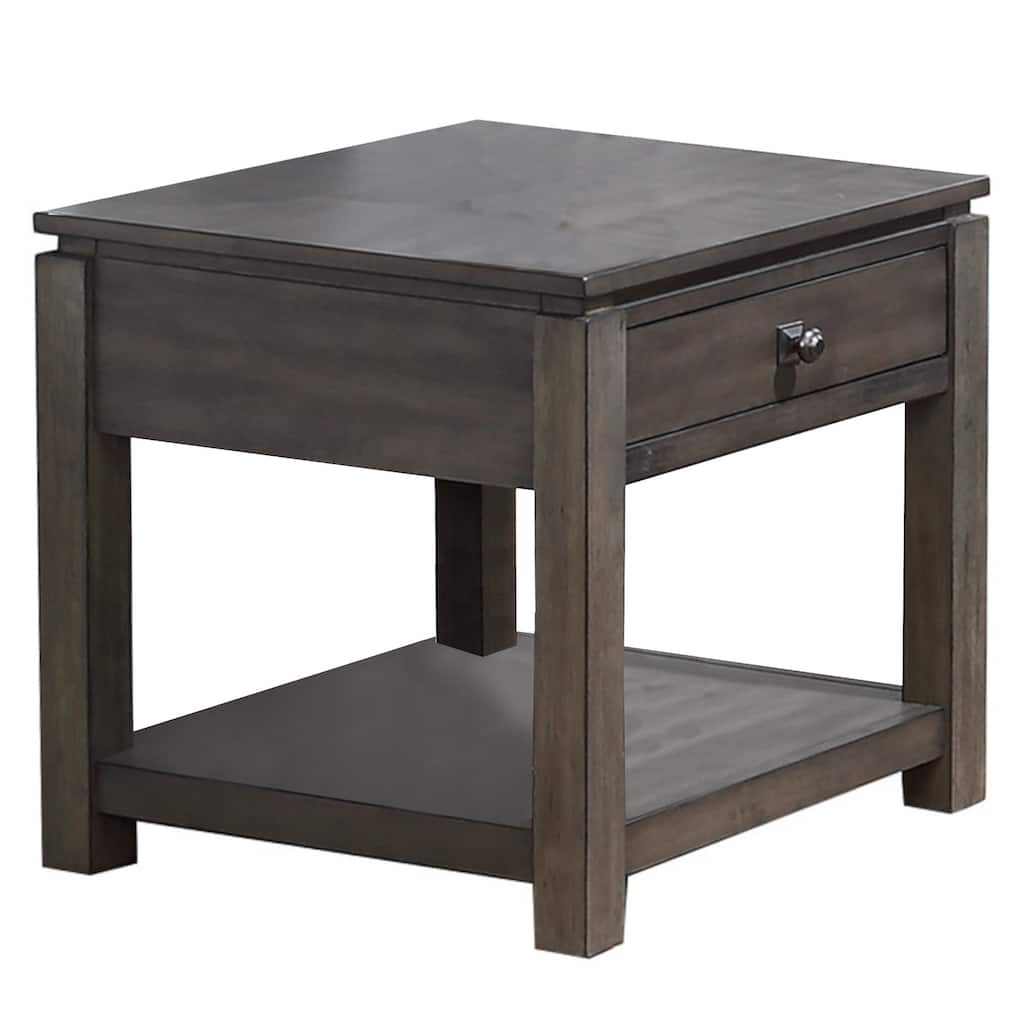 Square Wood End Table with Drawer - 24.5" - Gray