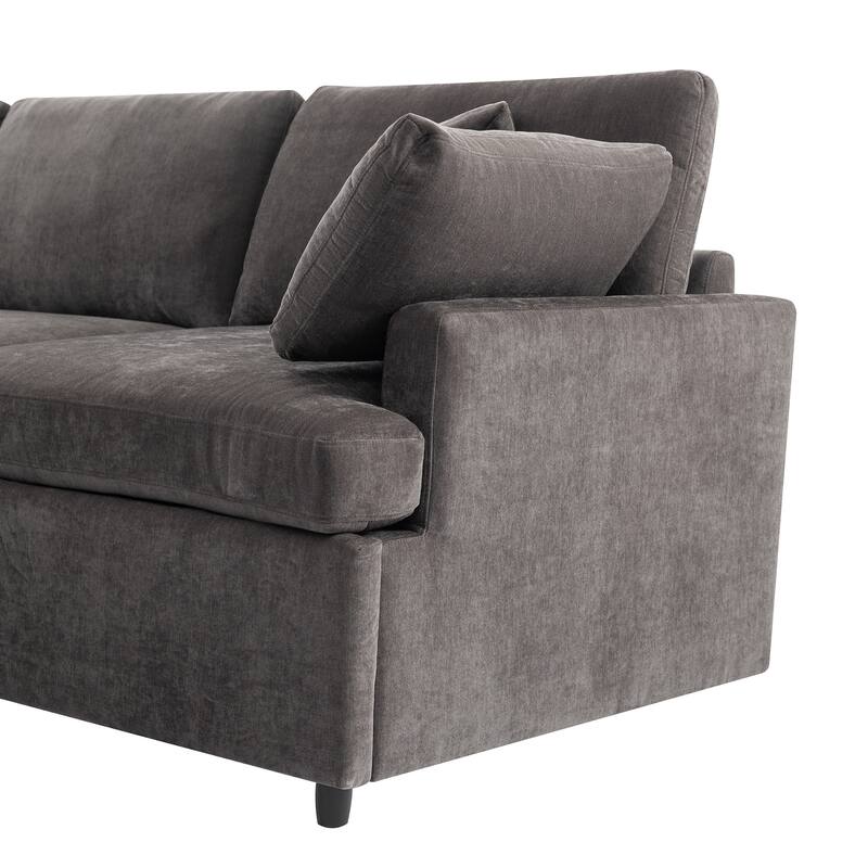 Modern Style U Shape Sectional Sofa with Ottoman,Living Room Couches with Flexible Combination