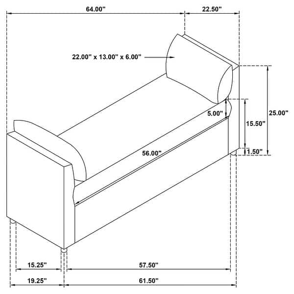 Robin Upholstered Accent Bench with Armrests Brown - 64.25'' X 22.50'' X 24.75''
