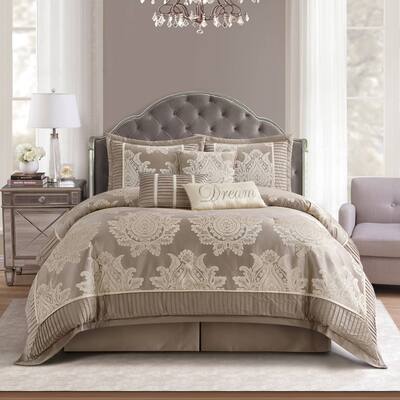 Grand Avenue Tiana 7 Piece Traditional Damask Comforter Set