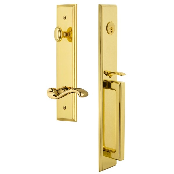 Grandeur CARDGRPRT_ESET_234_RH Carre Solid Brass Rose Right Handed Keyed Entry Single Cylinder Full Plate "D" Grip Handleset
