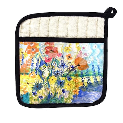 Frog & Garden Pot Holder - 9x9