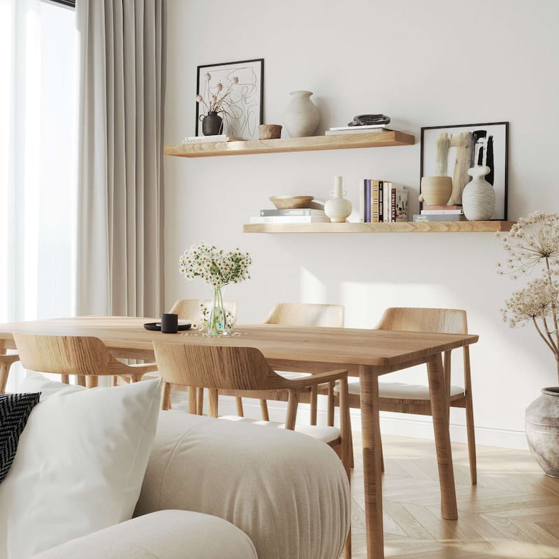 Wallniture Bois Wood Board 60" Long, 10'' Deep, 2" Thick, Hidden Bracket Shelf for Wall, Floating Bookshelf, Special Walnut, 1Pc