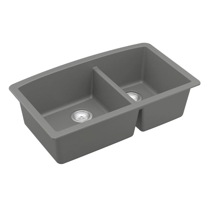 Karran Undermount Quartz 32 in. 60/40 Double Bowl Kitchen Sink Kit