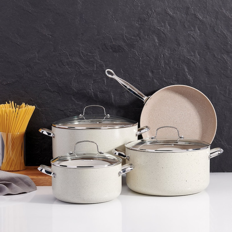 8 Liter Aluminum Nonstick Casserole with Lid in Tan