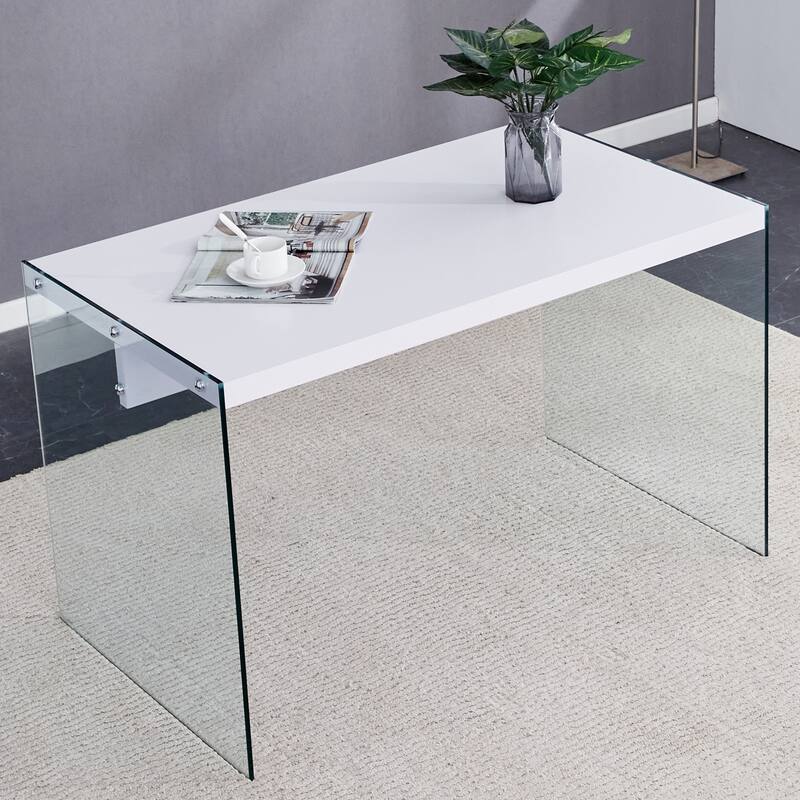 Dining Table, With Transparent Tempered Glass Legs