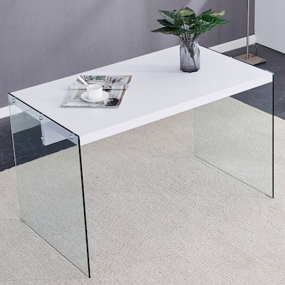 Dining Table, With Transparent Tempered Glass Legs