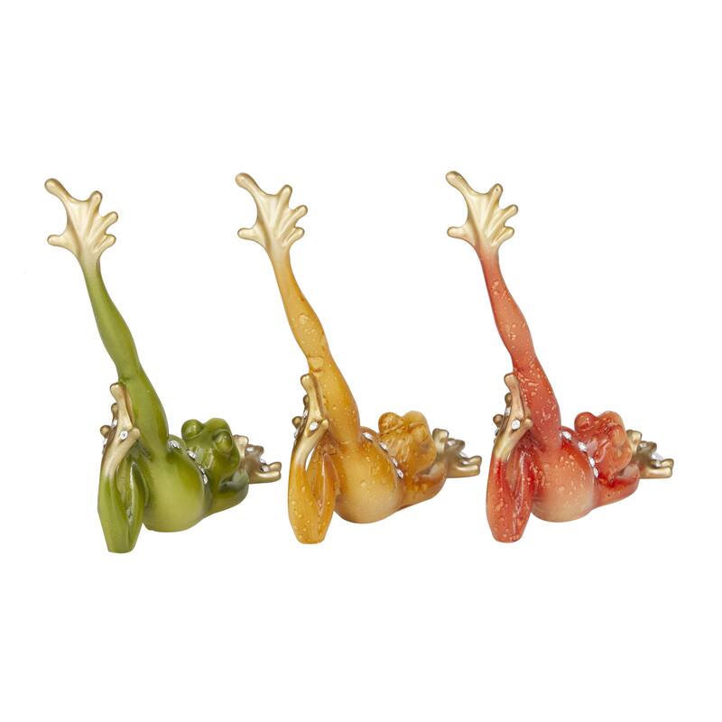 Polystone Frog Decorative Sculpture - Set of 3 Multi Colored - Roche River Decor