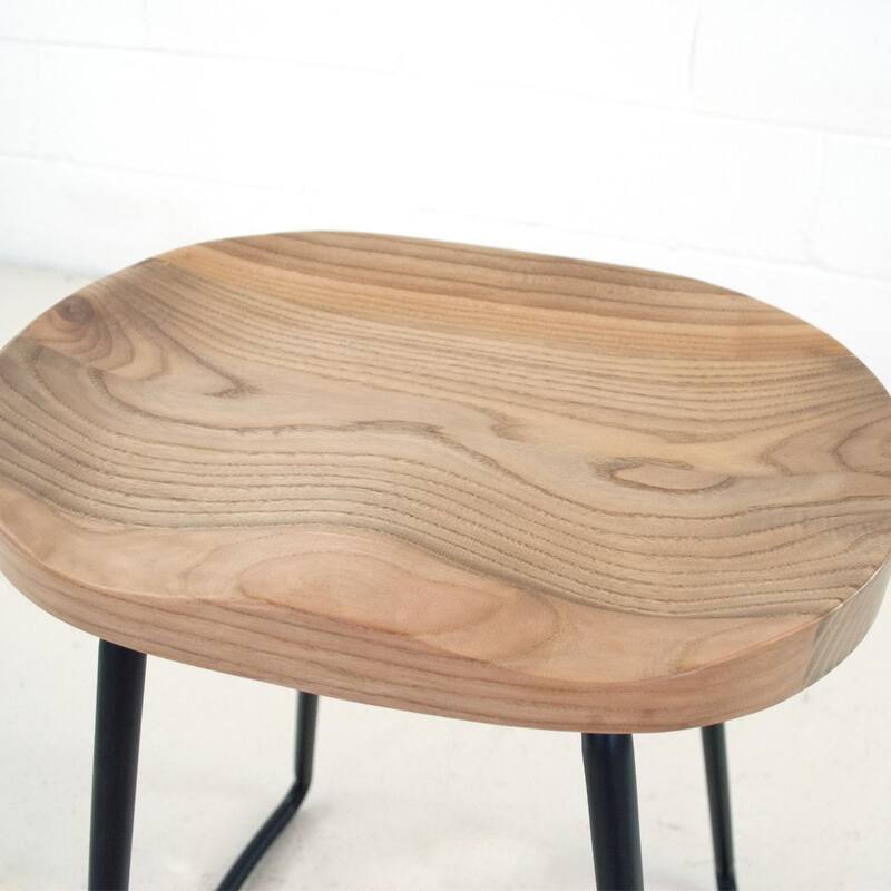 (Set of 2) Saddle 26" Solid Wood Counter Height Bar Stool