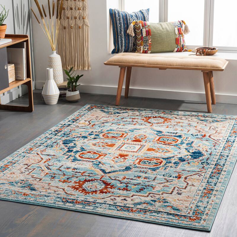 Artistic Weavers Eylul Traditional Medallion Area Rug - 6' 7" x 9' - Burnt Orange