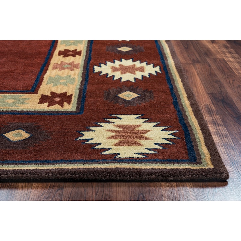 Alora Decor Ryder Hand-tufted Southwestern Wool Rug - 3' x 5' - Burgundy