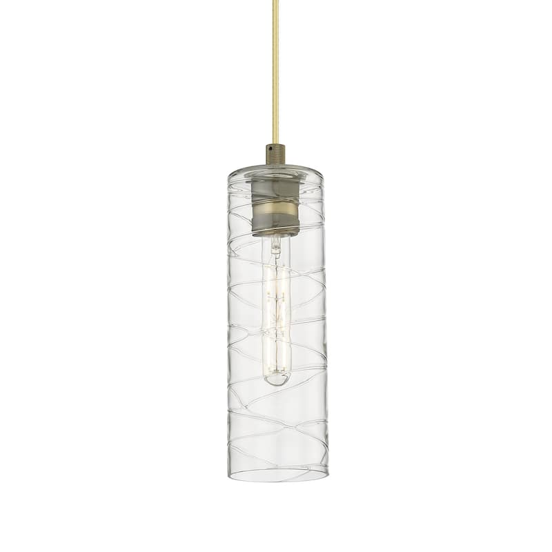 Innovations Lighting 434-1P-13-4 Crown Point Pendant Crown Point 4" - Brushed Brass / Deco Swirl