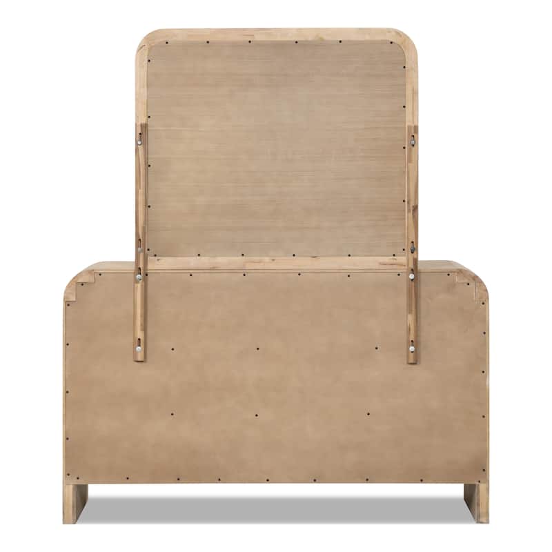 Furniture of America Elowyn 4-Piece Natural Solid Wood Panel Bedroom Set with Upholstered Headboard