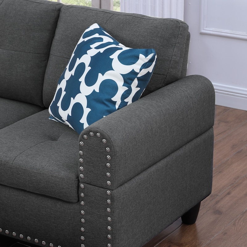 4-piece Modular Sectional Sofa with Storage Ottoman and Pillows
