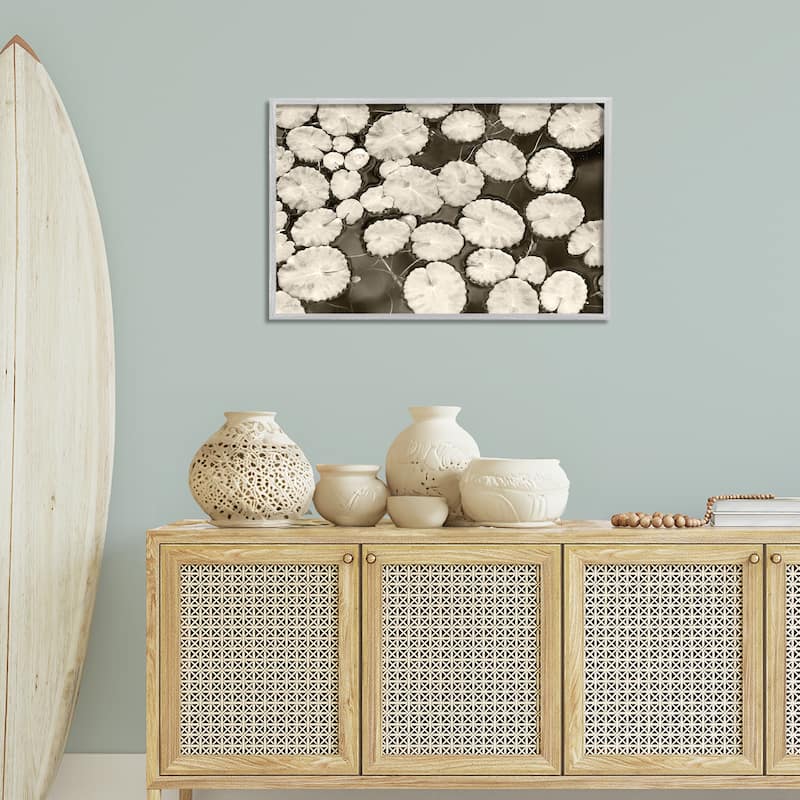 Stupell White Floating Lily Pads Framed Giclee Art Design By Lori Deiter