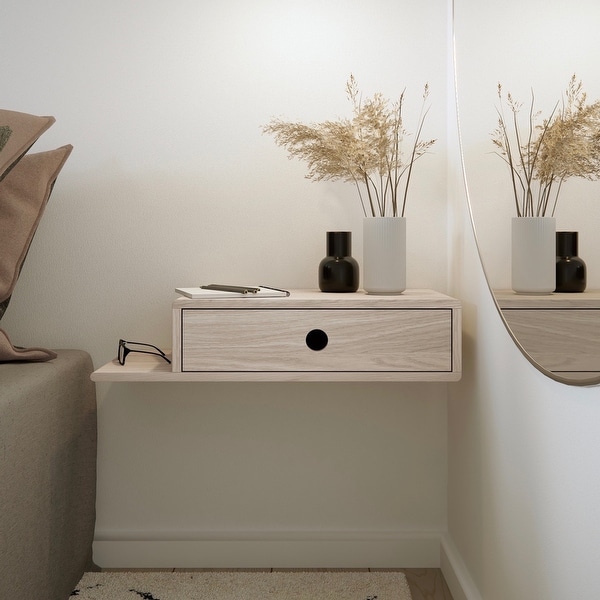 Floating bedside top shelf with drawer
